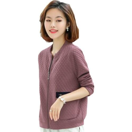 Diamond lattice jacket female spring autumn short thin zipper fashion outerwear coats western womens baseball uniform coat ld02