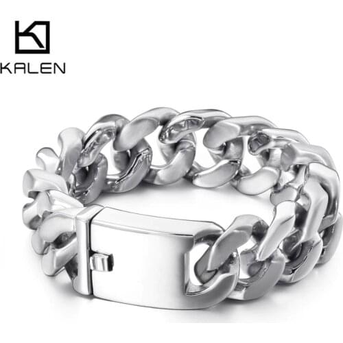 20mm Stainless Steel Link Chain Bracelet For Men Heavy Chunky Cuban Chain Biker Bracelet Punk Jewelry Accessories