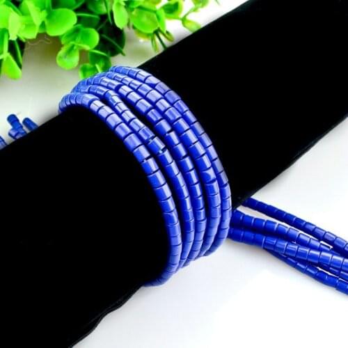 Natural stone lapis lazuli cylindrical loose beads 4x4mm semi-precious stones small beads Beads made necklace DIY bracelet 38cm