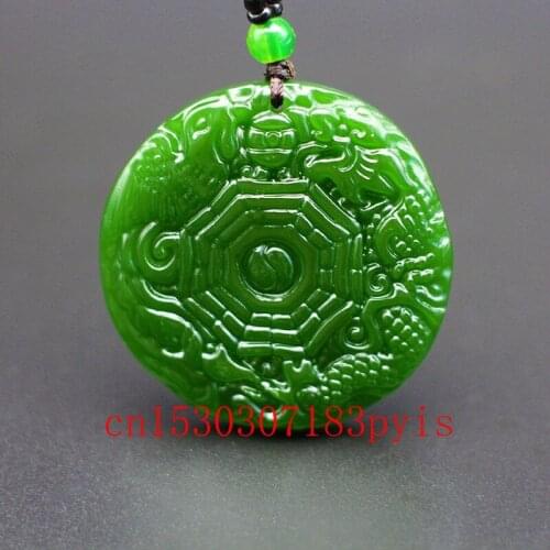 Natural Green Jade Dragon Phoenix Gossip Pendant Necklace Chinese Carved Charm Jewelry Fashion Amulet for Men Women Lucky Gifts