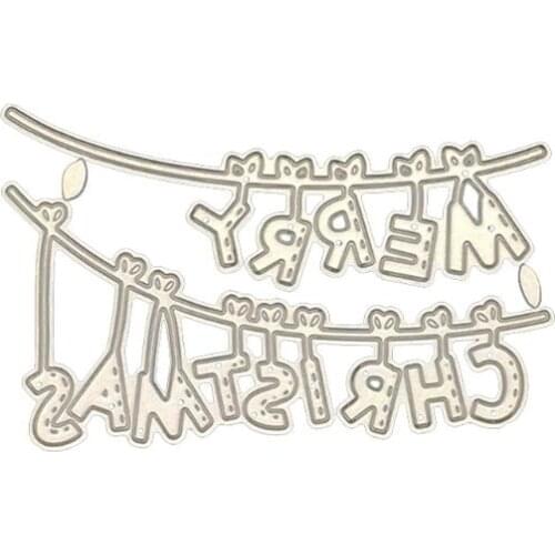 2021 New Hanging Merry Christmas Metal Cutting Dies Stencil Scrapbooking DIY Album Stamp
