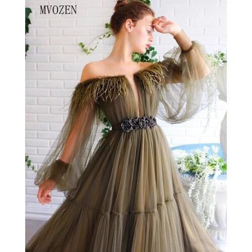 Charming Ball Gown Evening Dress Long Off The Shoulder Full Sleeves Pleat Floor Length Formal Gowns Evening Dresses Vestidos