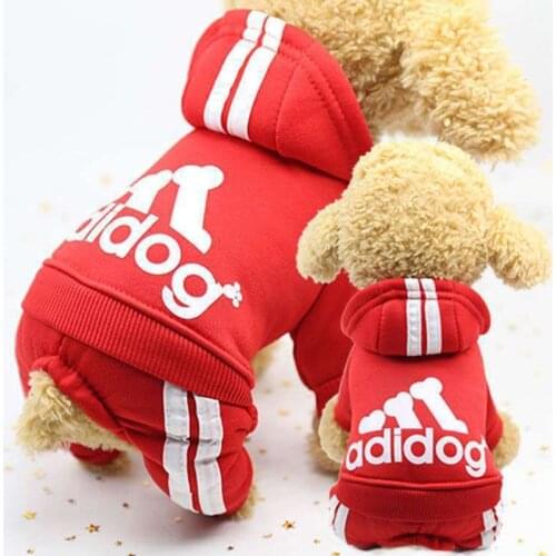 Adidog Pet Clothes Dog Jacket Chihuahua Winter Fashion Fleece Sweatshirt Hoodie Suit Products Yorkshire Terrier Pomeranian Coat