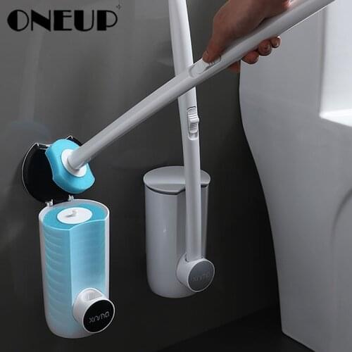 ONEUP Disposable Wall Hanging Toilet Brush No Dead Angle Bathroom Cleaning Brush Replacement Brush Head Bathroom Accessories
