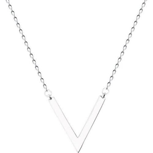 Europe Trendy V Shape 925 Sterling Silver Choker Necklace White Gold Color Fine Jewelry Accessories Gifts YNC048