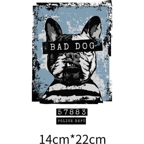 French Bulldog Vinyl Animal Patch DIY Clothes Iron On Heat Transfer Poodle Washable Stickers For Mens T-Shirt Decoration