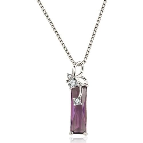 925 Sterling Silver 2 Carats natural amethyst Pendant Women Natural purple Gemstone 45cm Necklace Jewelry Pendant gifts