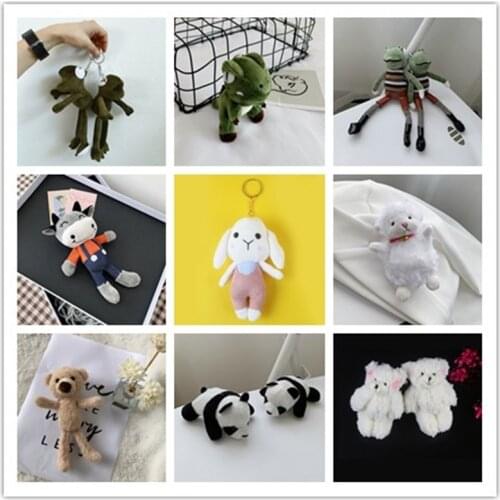 Cute Cartoon Animal Plush Toy Keychain Backpack Keychain Long Leg Frog Cat Butt Bear Dinosaur Sleeping Bear Lion Gift To Friend