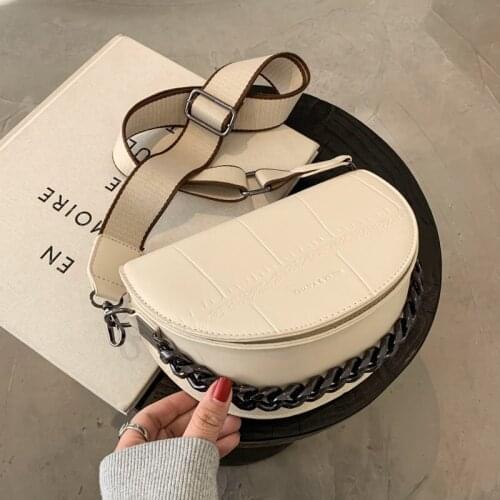 High Quality Thick Chain Crossbody Bag For Women 2021 Fashion Ladies Handbags Brand Luxury PU Leather Saddle Shoulder Bag Female