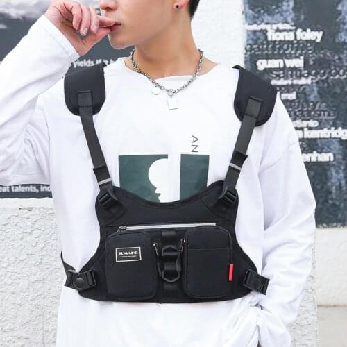 Mens Tactical Chest Bag Fashion Bullet Hip Hop Vest Streetwear Waist Pack Black Gray Chest Rig Bag For Men