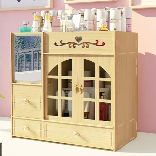 Коробка для хранения Wooden Cosmetics Storage Box Simple Desktop Dresser Skin Care Products Storages Case Drawer Makeup Boxes