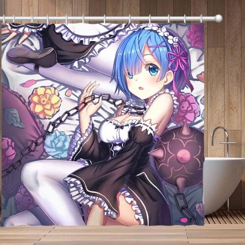 Re Zero Kara Hajimeru Isekai Seikatsu Waterproof Shower Curtain Bathroom Customized Polyester Fabric Curtain