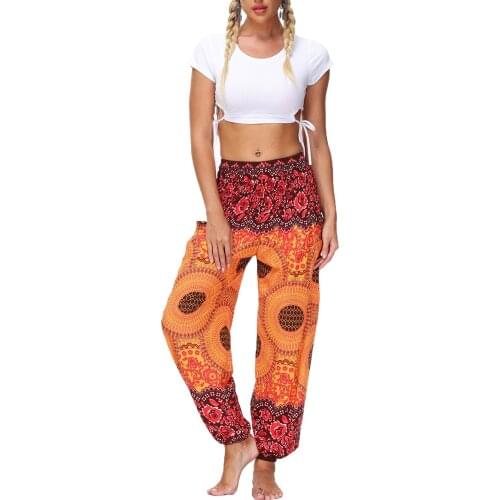 Women High Waist Yoga Trousers Loose Fit Geometric Printed Lantern Pants with Pockets for Summer Gym Fitness Workout Bottoms