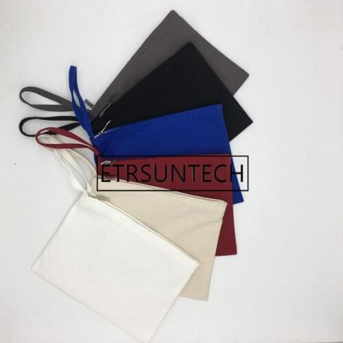 100pcs High-quality Colorful Cotton Canvas bag With handle for ipad Canvas zipper bag Cotton Clutch Bag make up pouch 28cmx20cm
