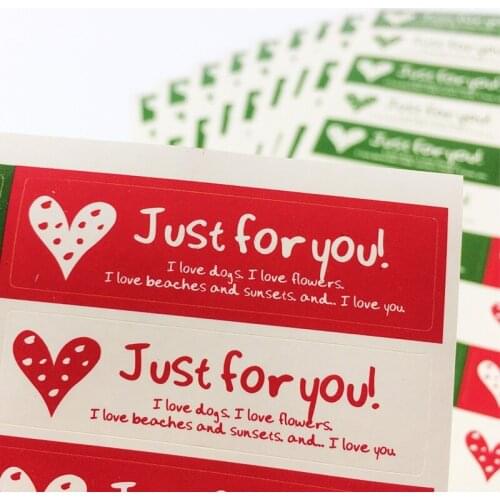 200 Pcs/lot Cute Heart With 'Just for you' Adhesive Sticker DIY Cake Gift Packaging Seal Label Paper Tag Gift Decoration