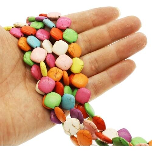 33pcs/bar Natural stone fashion beads Semi-precious stones colored diagonal square loose beads For bracelet necklace accessories