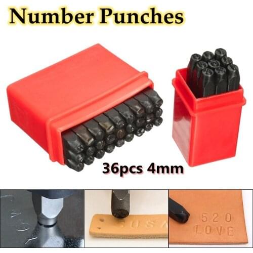 36pcs/set 4mm Stamps Letters Numbers Punch Set Metal Leather Stamping Kit Wood Leather Steel Punch Tool Leather Craft Stamp