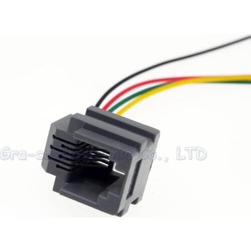 50pcs 6P4C RJ11 Jack with cable RJ11 Telephone Outlet with cable 150MM