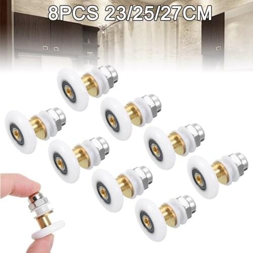 8pcs/set 23/25/27mm Bathroom Roller Glass Sliding Door Shower Wheels Pulleys Door Roller