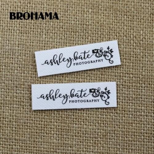 80 pieces Custom logo labels, Name iron on label, Custom Clothing tags, Organic Cotton Labels