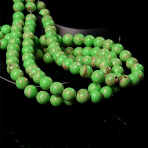 AAA+ Natural Green Sea Sediment Turquoises Imperial Jaspers Stone Loose Beads For Jewelry Making Accessories Bulk 6/8/10mm 15