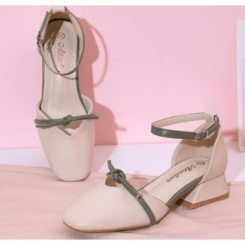 Summer 2021 Womens Shoes and Sandals Chunky Heel Sandals Ladies Party Square Toe High Heels Ladies Fashion Sandals