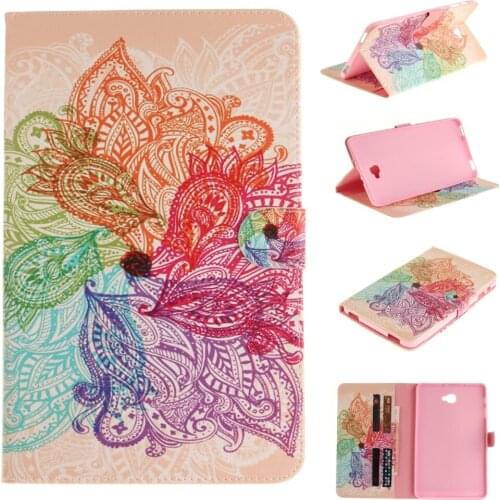 For Samsung Galaxy Tab A 10.1 T580 T585 SM-T580 T580N Cartoon Print Case Soft TPU + PU Leather Stand Card Holder Protector Cover