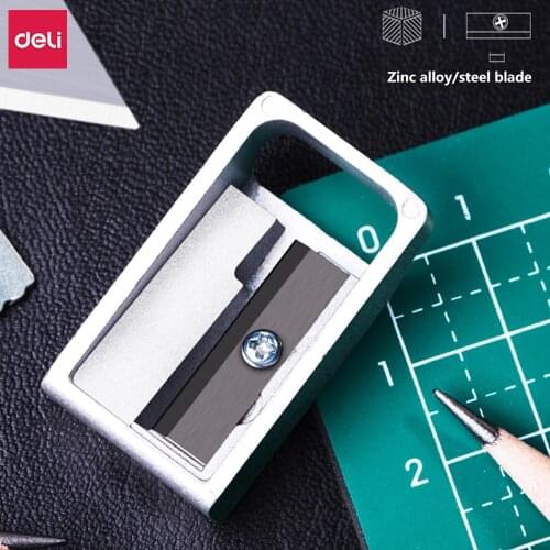 Deli 1Pcs Pencil Sharpener Metal Aluminum Office Supplies Student Learning Stationery Creative Portable Durable Strong Sharpener