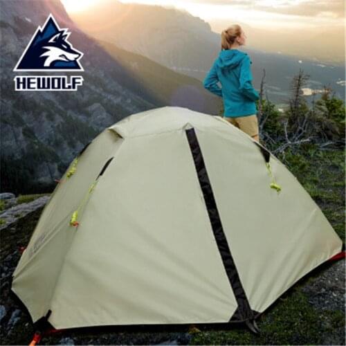 Hewolf 2 Person Waterproof Windproof Camping Tents For Outdoor Recreation Double Layer Hiking Fishing Beach Tourist Tents