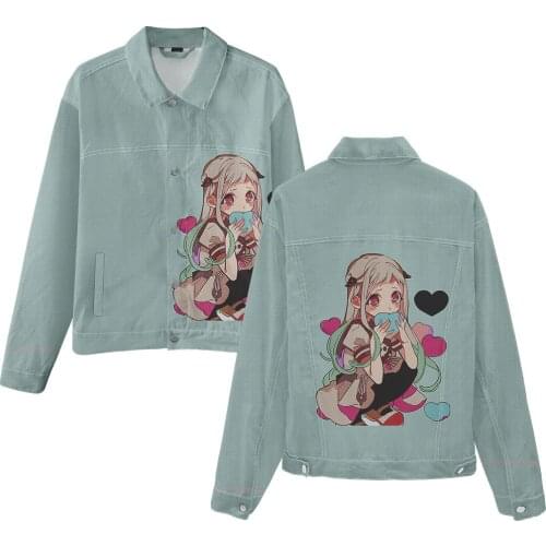 Denim Lapel Jacket Toilet Bound Hanako Kun Anime Cosplay Yugi Amane Single Breasted Casual Streetwear Women Men Summer Thin Coat