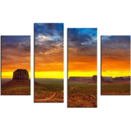 Hot Sells 4 Panels Monument vally winter Painting Canvas Wall Art Picture Home Decoration Living Room Print On Canvas modern art