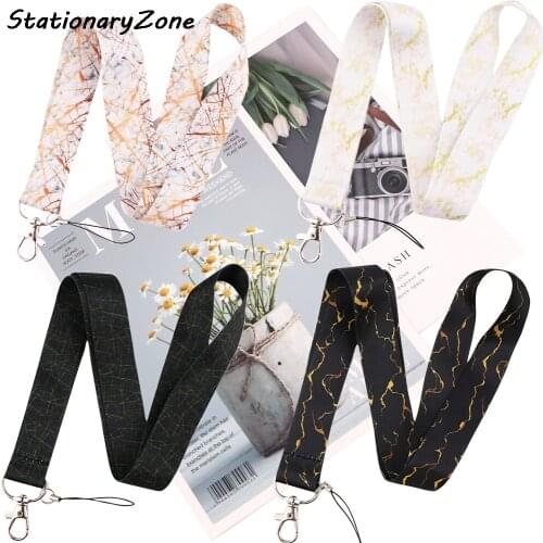 JY023 Cartoon Marble Style Beautiful Art Key Chain Lanyard Neck Strap For Phone Keys ID Card Creative Lanyards