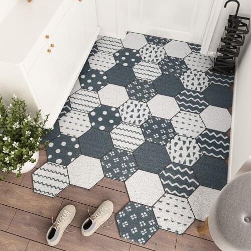 PVC Home Mat Carpet Nordic Minimalist Anti-Slip Doormat Silk Loop Door Mat Carpet Entrance Living Room Rubbing Washable Rug