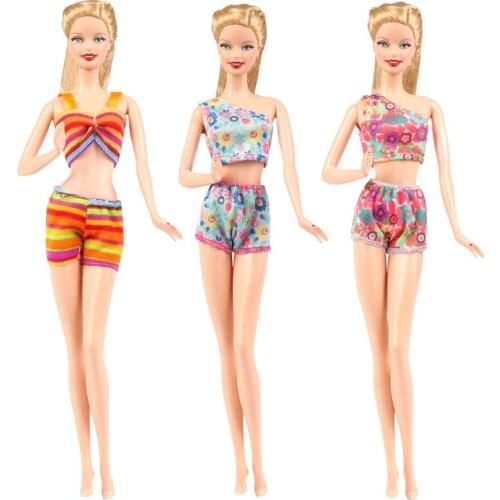 Handmade Summer Bikini Swimwear Outfit Set for Barbie BJD FR SD Blyth Doll Clothes Dollhouse Role Play Accessories Gift
