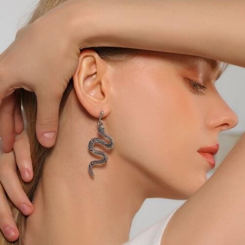 Trendy Vintage Snake Shape Dangle Earrings for Women Girl Retro Drop Earrings Cute Small Object Earring Jewelry Bijoux