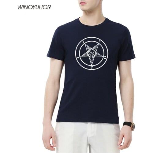 Satanic Goat Baphomet Cartoon T Shirt Men Summer Cotton Short Sleeve Printed T-shirt Brand Tops Camisetas Masculina
