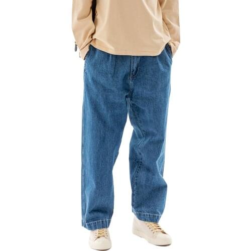 Washed Distressed Baggy Jeans Mens Retro '90s Casual Loose Straight-leg Denim Pants Men Simple Trousers Dad Jeans