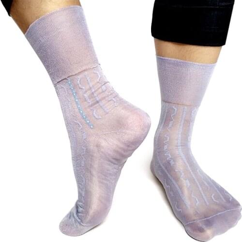 Brand Men Socks Good Quality Nylon Silk Socks Softy Sheer Thin See through Sexy Gay Male Socks FOR Gentlemen Leather Shoes' Sock
