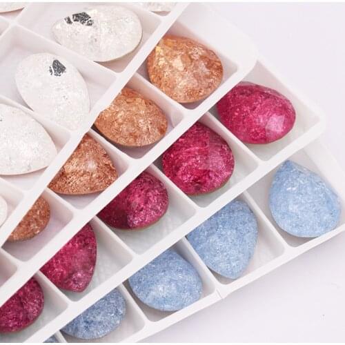 New Crystal ice color glass Crystal Accessories for clothing Crystal water drop tear drop Pointback rhinestone dress decorations