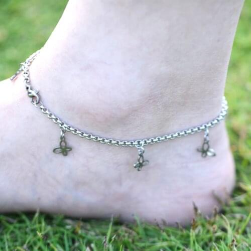 DIY 316L Stainless Steel Anklet Chain with Small Butterfly Charms Stainless Steel Ankle Bracelet Foot Jewelry A013