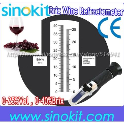 Wholesales 0-25%Vol , 0-40%Brix Black grip CE Certification Refractometer RHW-25BrixATC