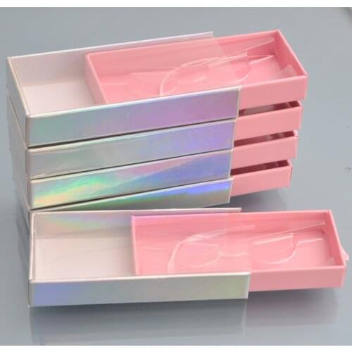 Wholesale Eyelash Packaging Box Lash Boxes Packaging Customized Faux Cils Mink Eyelashes Package Holographic Drawer Case Vendors