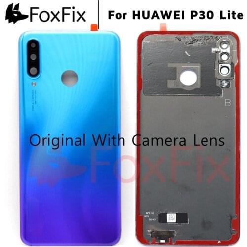 Original For Huawei P30 Lite Back Battery Cover Nova 4e Rear Housing Glass Door For Huawei P30 Lite Battery Cover+Camera Lens