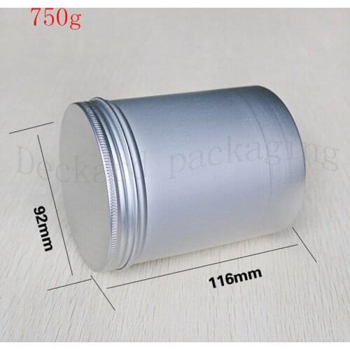 750g Empty Metal Tin Cans Box Silver Aluminum Round Cosmetic Cream Jar Pot Case Screw Thread Lid Lip Balm Container