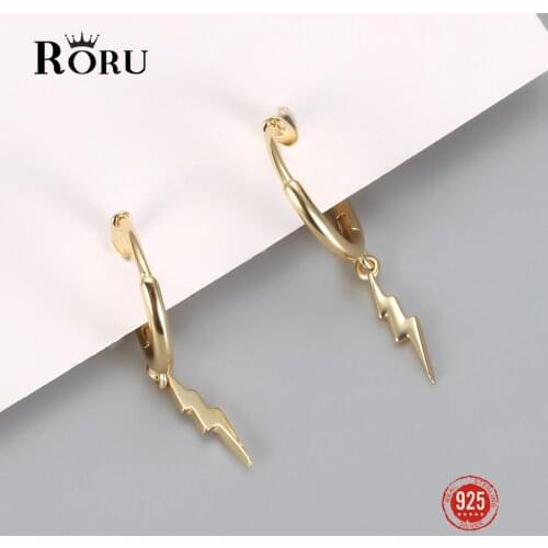 Real 925 Sterling Silver Earrings Mini Lightning Gold Color Earrings Cute Circle Earrings Fine Jewelry for Women