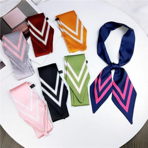 New Choice Twill Silk Scarf For Women Versatile Bronzing Imitated Neckerchief Women Hair Tie Scarf Hat Bags Decoration 5X95CM