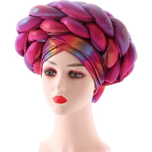 2021 New Braids Turban Cap for Women Muslim Head Wraps Islamic Headscarf Bonnet African Aso Oke Headties Wedding Gele