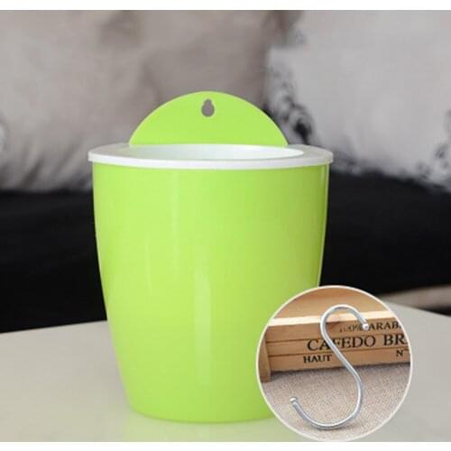 Flower Pot Vase Self Watering Hanging Flower Pot With Water Container For Wall Home Garden Decoration 4 Colors Green Blue Pink