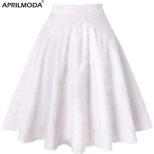 Retro School Short Midi Skirts Summer Vintage Black Yellow 50s 60s Big Swing Rockabilly Party Skater Women Clothing