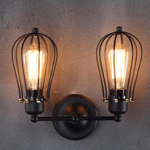 Retro Iron Art Monocephalic Wall Lamp Double-Headed Grapefruit Wall Lamp Restaurant Corridor Aisle Ceiling Lamp Wall Sconce
